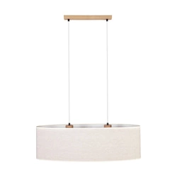 Boho Lampa Wisząca 2xE27 Max.40W Dąb Olejowany/Transparentny PVC/Beżowy 17910274