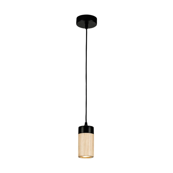 Lampa wisząca Annick w zestawie Kabel 1xLED GU10 5W Dąb olejowany/Czarny metal/Czarny silikonowy oplot 1419104