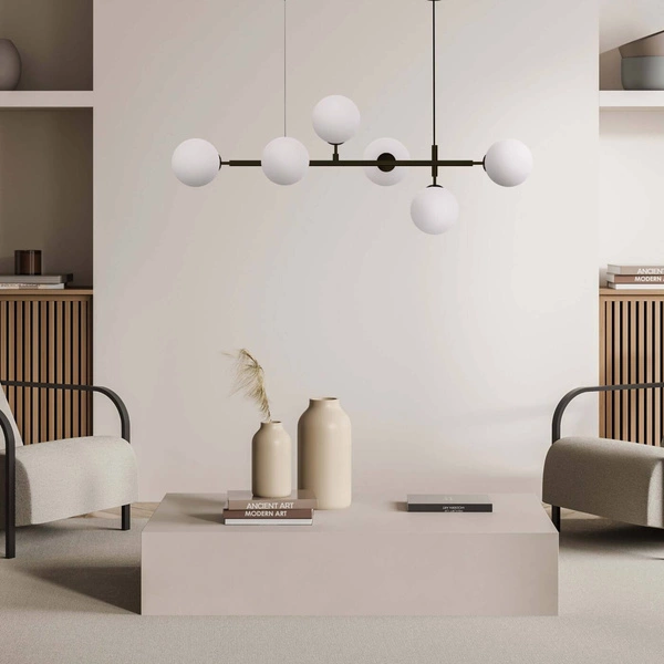 Lampa wisząca ALISA, czarny/biały, 6x40W E14