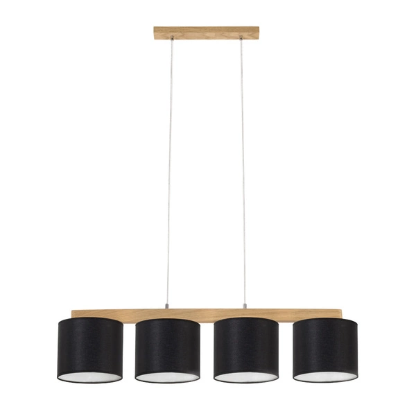 Aprillia Lampa Wisząca 4xE27 Max.25W Dąb Olejowany/Transparentny PVC/Czarny 524610404