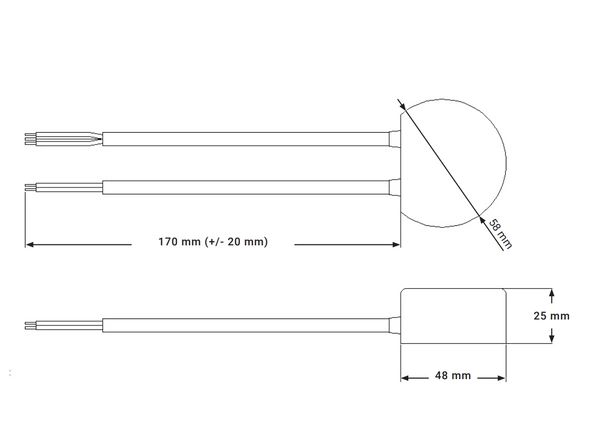 Zasilacz wodoodporny okrągły dopuszkowy 58mm 24V IP67 2,5A 60W