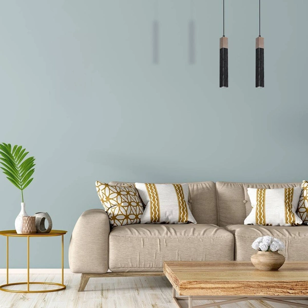 Lampa wisząca SOLO, MLP7469, przecierany czarny/drewno patynowane, 1x5W mini GU10