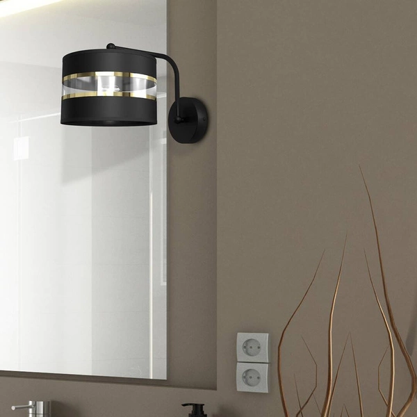 Kinkiet ULTIMO BLACK, MLP7334, czarny/transparentny/złoty, 1x60W E27