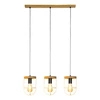 Lampa Wisząca Netuno 3xE27 Max.60W Bejcowana Sosna Brązowa/Czarny Metal/Czarny Kabel PCV/Złoty Metal 181059351