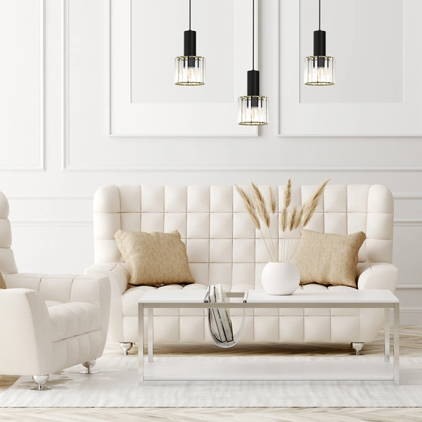 Lampa wisząca CRISTAL, MLP8361, czarny/transparentny/złoty, 3x60 E27