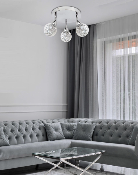 Lampa sufitowa BOLO 3x6W LED SMD główka okrągła 1E z przegubem KD SYSTEM, chrom/transparentny, 3000K, 98-67708