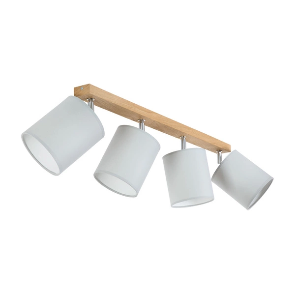 Aprillia lampa sufitowa 4xE27 maks. 25W dąb olejowany/szary klosz z tkaniny 56745474