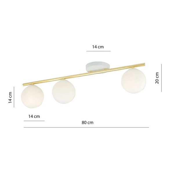 Lampa sufitowa Emibig MONZA 3 WH OPAL 1253/3