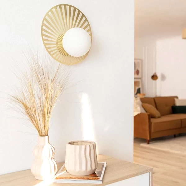 Kinkiet Złoty Kula Mleczna Abruzzo Gama G9 32cm