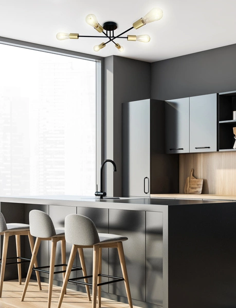 Lampa sufitowa CRESPILO, 36-01245, czarny/złoty, 6x40W E27