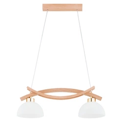 Lampa wisząca ALFA NASA DREWNIANA & ZŁOTA 2xE27 58cm | 62505
