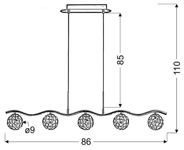 Lampa wisząca STARLET 35-85767 chrom/transparentny 5x40W G9