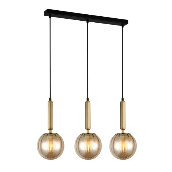 Lampa wisząca RAVENA dł. 65cm 3xE27 | mosiądz/dymiony
