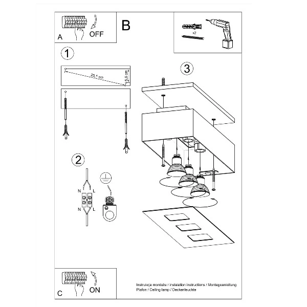 Nowoczesny plafon MONO 3 SL.0068 Biały 3xGU10
