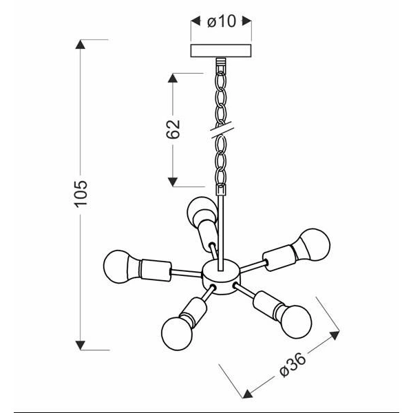 Lampa wisząca SPARTA, 35-09388, czarna, 5x60W E27