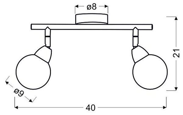 Lampa sufitowa BOLO 2x6W LED SMD główka okrągła 1E z przegubem KD SYSTEM, chrom/transparentny, 3000K, 92-67586