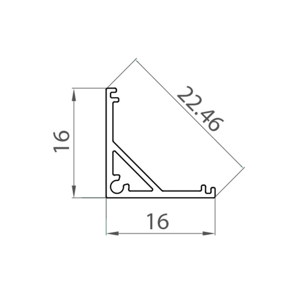Profil LED P3-2 narożny 200cm szer. 22mm | do osłonek C17/C18 | biały