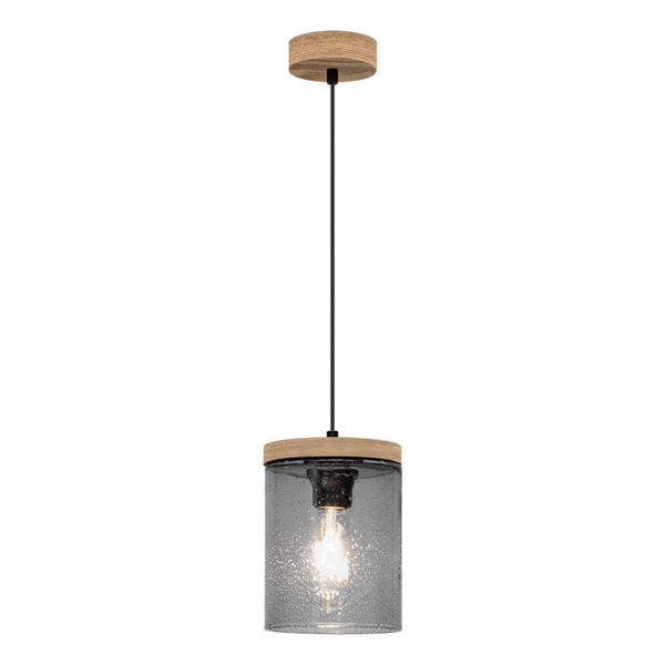 Lampa Wisząca Monsun 1xE27 Maks. 60W Witraż Sosna Brązowa/Czarny Kabel PCV/Szkło Dymne 161859151