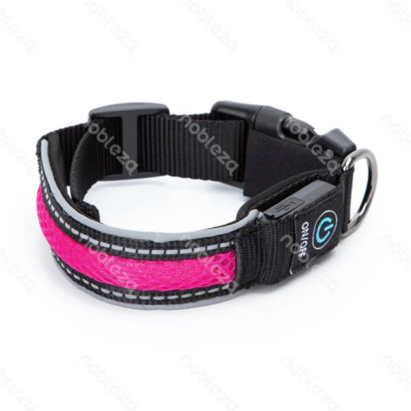 Świecąca obroża typ.B LED dla psa USB dł. 31-41cm | różowy