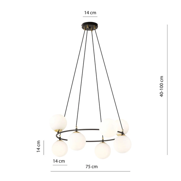 Lampa wisząca Emibig AZURA 8 BL OPAL 1295/8