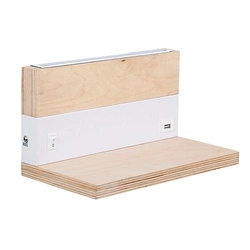 ANET LAMPA KINKIET DREWNIANY Z PÓŁKĄ 2X4W LED 4000K MASKOWNICA BIAŁA