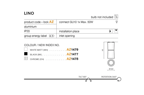 Azzardo LINO WHITE 1479
