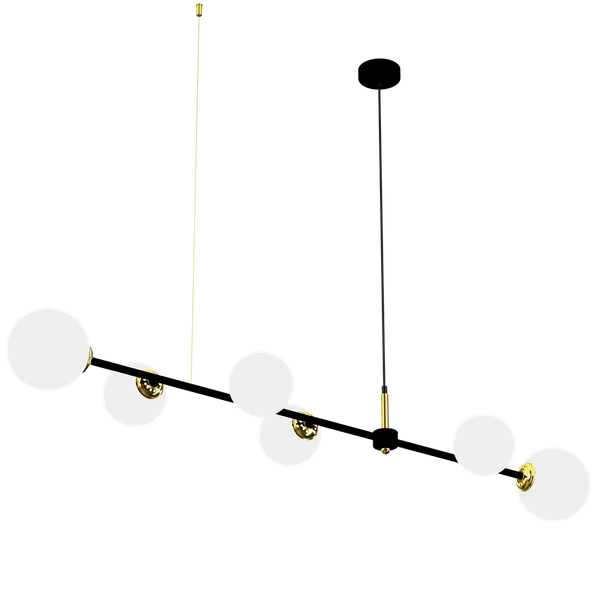 Lampa wisząca POP, MLP7846, czarny/złoty/biały, 6x40W E14