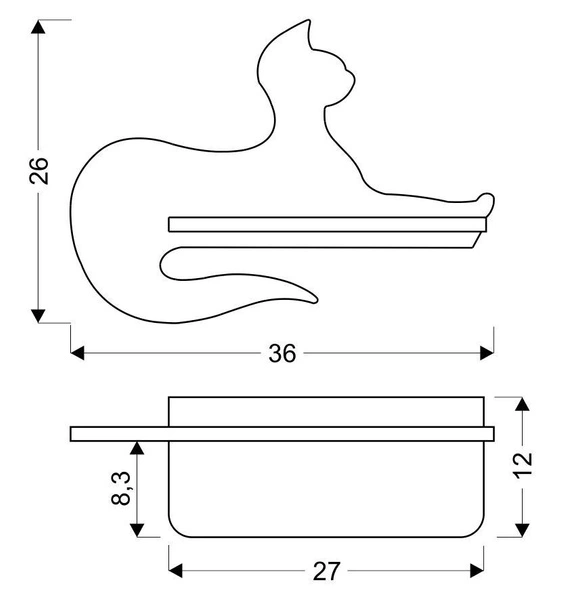 Kinkiet dziecięcy z półką CAT 21-75642 siedzący kot, czarny, 5W LED barwa neutralna 4000K
