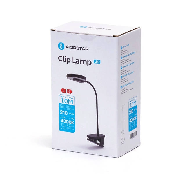 Lampka biurkowa LED z klipsem. Na akumulator 3W 4000K | Czarna