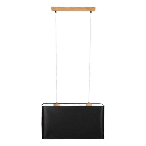 Lampa Wisząca Cadre 2xE27 Max.40W Dąb Olejowany/Przezroczysty Kabel PCV/Klosz z Czarnej Tkaniny 872030274