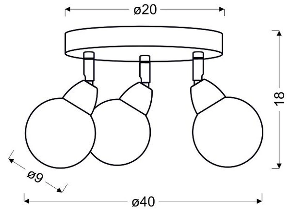 Lampa sufitowa BOLO 3x6W LED SMD główka okrągła 1E z przegubem KD SYSTEM, chrom/transparentny, 3000K, 98-67708