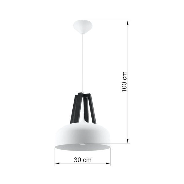 Lampa Wisząca CASCO Stal, Biała/Czarne Drewno, E27, 60 W, SL.0387