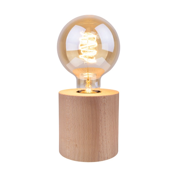 Trongo Okrągła Lampa Stołowa 1xE27 Max.25W Drewno Bukowe/Czarny Kabel PCV 7013309500000