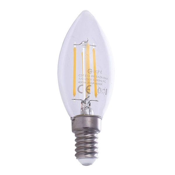 Żarówka ozdobna FILAMENT LED 4W E14 C37 świeczka barwa neutralna 4000K EKZF0964