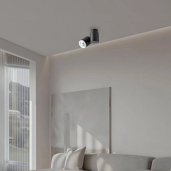 Lampa sufitowa BOSTON, czarna z białym ringiem, 1x50W GU10