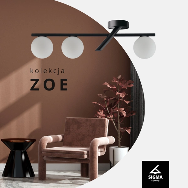 33325 Nowoczesna lampa sufitowa ZOE czarna plafon OP.OŚW. 2PŁ