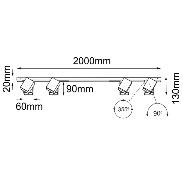 Lampa modułowa Cube Line move 4 - Czarna (2000 mm) 1009 Antigo