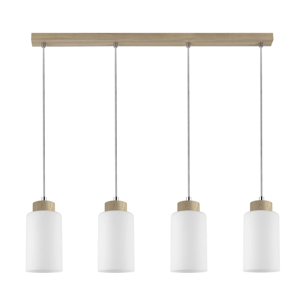 Bosco Lampa Wisząca 4xE27 Max.60W Dąb Olejowany/Transparentny/Biały 1720474