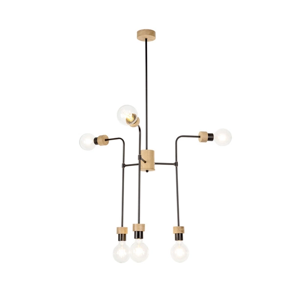 Lampa Sufitowa Montix 6xE27 Maks. 40W Dąb Olejowany/Czarny Metal 9244674