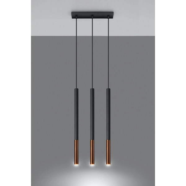 Lampa wisząca MOZAICA 3L SL.0889 czarny/miedź 3xG9