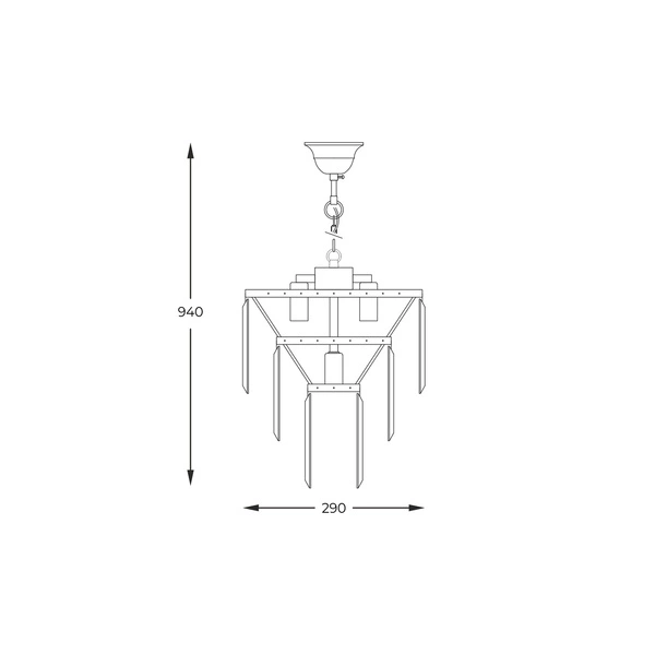 Luksusowa lampa wisząca szklana AMEDEO 4x E14 40W | chrom