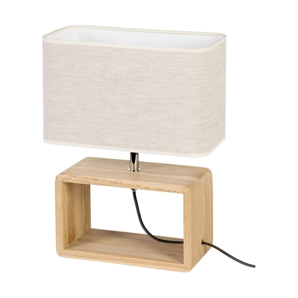 Boho Lampa Stołowa 1xE27 Max.25W Dąb Olejowany/Czarny Oplot/Beżowy 77291174