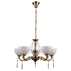 Lampa wisząca z mlecznymi kloszami BAXIO śr. 61cm 5xE27 | złoty