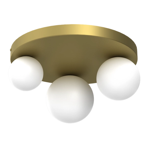 Nowoczesna lampa sufitowa BIBIONE GOLD, MLP8395, złota z białymi kloszami, 3x25W G9