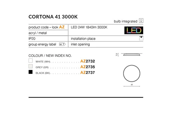 Azzardo CORTONA 41 3000K GREY 2735