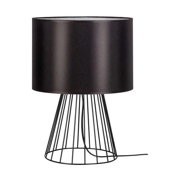 Lampa stołowa Swan 1xE27 maks. 40W Czarny metal/czarny kabel PCV/czarny klosz z tkaniny 89249104