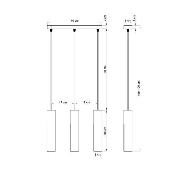 Lampa wisząca LINO 3 czarna stal, naturalne drewno, SL.0638