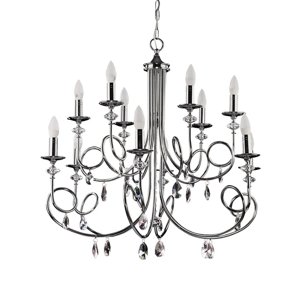 Klasyczny Żyrandol DAKAR wys. 75cm 12xE14 11W IP20 | Chrom