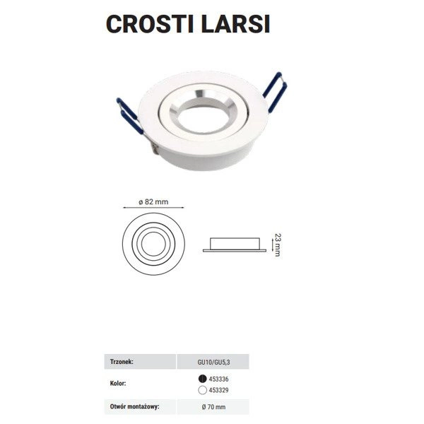 Oprawa wpuszczana oczko sufitowe CROSTI LARSI L biały śr. 8,2cm