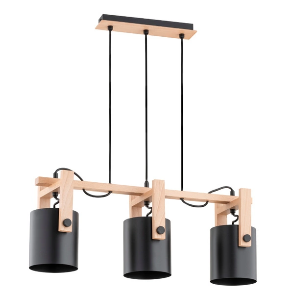 Lampa wisząca ALFA TROIS DREWNIANA 3xE27 62cm | 63056